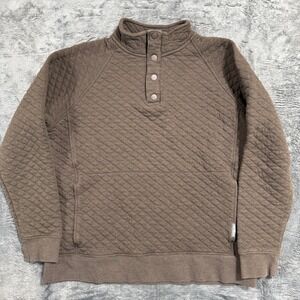 Eddie Bauer Quilted Pullover‎ Mens M Brown Snap Mock Neck EM32LK917
